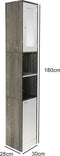 Kolomkast badkamer - opbergkast badkamer hal slaapkamer - met spiegel - 180 cm hoog