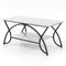 Coast Salontafel - Marmerlook - 2-Lagen Plank - Metalen Frame - 100 x 50 x 45 cm - Zwart/Wit