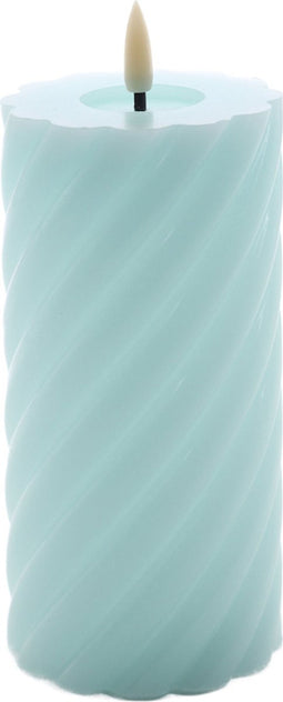 swirl led kaars rustic blauw 15x7,5cm