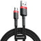 Baseus Cafule - USB naar Micro USB kabel - 65W snel opladen - Rood Zwart