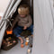 Sunny Alba Tipi Tent Grijs voor kinderen - Wigwam Speeltent met ramen van katoen - Tipi tent kinderen met Kussen kleed - 120x120x160cm - Stokken van FSC hout