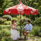 Mica Decorations Kim Gestreepte Parasol met Draagtas - Stokparasol 238 x 235 cm - Tuin of Balkonparasol - Polyester, Staal - Rood