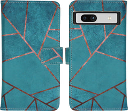 iMoshion Hoesje Geschikt voor Google Pixel 7a Hoesje Met Pasjeshouder - iMoshion Design Softcase Bookcase - Blauw / Blue Graphic