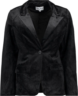 na-kd Velvet Blazer Dames - Reverskraag - Knoopsluiting - Zwart - Maat EU 38
