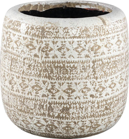 PTMD Vice Cream ceramic deco patroon pot rond maat in cm: 39 x 39 x 36 - zwart