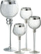 J-Line kaarshouder Bol Op Voet Craquele - glas - transparant/zilver - large