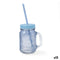 Quid Maison - Pot met Deksel en Rietje - Glas 450 ml - Blauw (12 stuks)