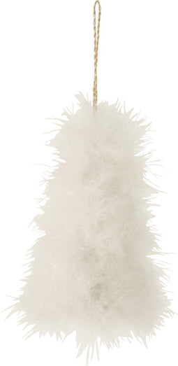 J-Line kersthanger Kerstboom - veren - wit - 3 stuks