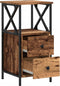 vidaXL - Nachtkastje - 34x35,5x70 - cm - bewerkt - hout - oud - houtkleurig