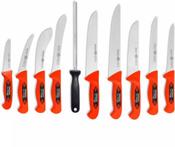 Eikaso Solingen 10-delige Slagersmessenset – Rood Handvat – Molybdeenstaal – Ontbenen, Villen, Snijden – Solingen