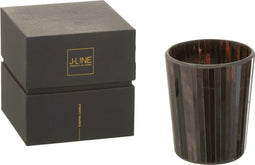 J-Line geurkaars Noa - Woody Aurora - glas - bruin - medium - 55U