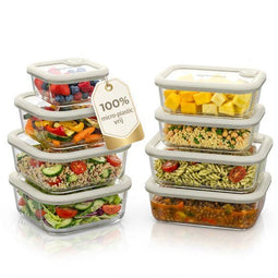 Safecourt vershoudbakjes - glas - 100% micro-plastic vrij - set van 8