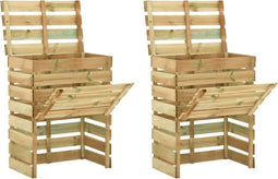 vidaXL - Tuincompostbakken - 2 - st - 80x50x100 - cm - geïmpregneerd - grenenhout