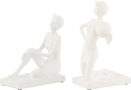 J-Line decoratie Vrouw Badpak - polyresin - wit - 2 stuks