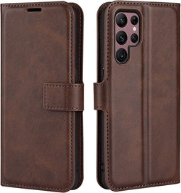 Lunso - Geschikt voor Samsung Galaxy S23 Ultra - cover bookcase hoes - Coffee