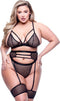 Baci - Strappy Bra, Garter & Panty Lingerie set - Plus size (xl-xxxl) - Zwart