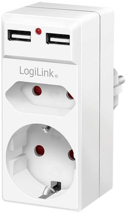 LogiLink PA0276 - Contactdoos met USB - 1x CEE7/16 1x CEE7/3 2x USB-A - Wit