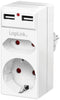 LogiLink PA0276 - Contactdoos met USB - 1x CEE7/16 1x CEE7/3 2x USB-A - Wit