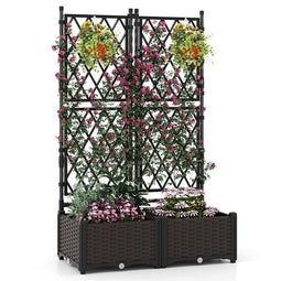 Coast Plantenbak met Klimrek 80 × 40 × 126 cm – Zwart – Verhoogde Bloembak met