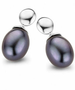 Casa Jewelry Oorhangers Tahiti Dot - Zilver - Grijze zoetwaterparels