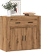 vidaXL - Dressoir - 80x33x70 - cm - bewerkt - hout - artisanaal - eikenkleurig