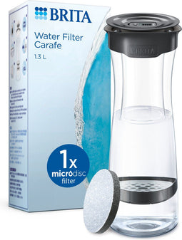 BRITA waterfilterkaraf - 1,3l - incl. 1 MicroDisc filter - vermindert PFAS chloor herbiciden pesticiden - zwart