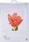 Thea Gouverneur - Borduurpakket met telpatroon - 523 - Voorgesorteerde DMC Garens - Oranje Triumph Tulp - Linnen - 34 cm x 36 cm - DIY Kit