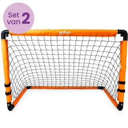 Gofun Voetbaldoel - Set van 2 - Opvouwbaar - 90 x 60 x 60 cm - Zwart/Oranje (set van 2)