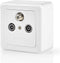 Nedis Wandcontactdoos voor Antenne - 1x F-Connector Female / 1x IEC-Connector Female / 1x IEC-Connector Male - 75 Ohm - Return path - Wit / Zilver
