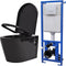 vidaXL - Hangend - toilet - met - verborgen - stortbak - keramiek - zwart