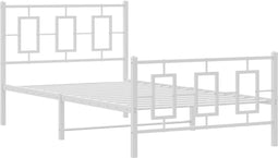vidaXL - Bedframe - met - hoofd- - en - voeteneinde - metaal - wit - 100x200 - cm