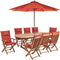 MAUI II - Tuinset voor 8 met parasol - Lichthout/Rood - Acaciahout