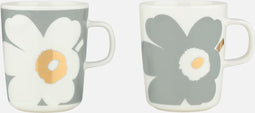 Marimekko - Unikko - Annniversary - mok - 2,5dl - Wit/Licht grijs/Goud - set van 2