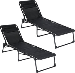 Infinity Goods Ligbedden - Opvouwbaar - 5 Verstelbare standen - Antraciet (set van 2)
