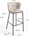 Kave Home Ciselia - Kruk - Chenille stof zwart staal - Beige (1 stuk)