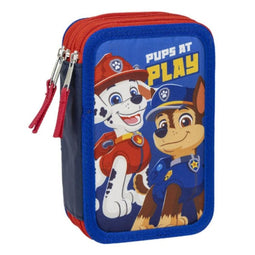 Driedubbele Pennenzak The Paw Patrol Blauw 12,5 x 6,5 x 19,5 cm