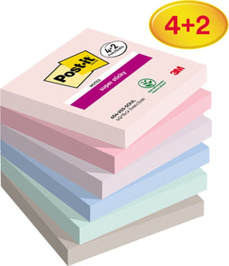 Memoblok post-it 654 super sticky 76x76mm 4+2 soul | 12 stuks