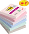 Memoblok post-it 654 super sticky 76x76mm 4+2 soul | 12 stuks