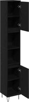 vidaXL - Badkamerkast - Zwart - Eiken - 30x30x190 - cm - Geengineerd - Hout