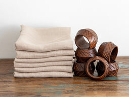 100% Linnen Servetten Beige Zand (set van 6) 50 x 50 cm