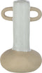 J-Line kandelaar/vaas Handvaten - porselein - wit/beige - 17.5 cm hoog