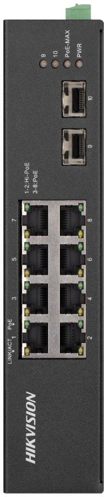 Hikvision DS-3T0510HP-E/HS - 8-Poorts Gigabit Unmanaged Hi-PoE Switch - 110W PoE Budget - Robuust Ontwerp