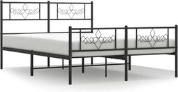 vidaXL - Bedframe - met - voetbord - zonder - matras - metaal - zwart - 160x200 - cm