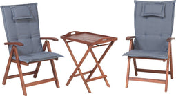 TOSCANA - Bistroset voor 2 - Donkere houtkleur/Blauw - Acaciahout