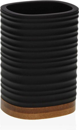 Tandenborstelhouder Versa Zwart Hars Bamboe 7,6 x 10,6 x 6,7 cm
