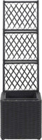 vidaXL - Latwerkplantenbak - verhoogd - met - 1 - pot - 30x30x107 - cm - rattan - bruin