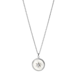 Fossil JFS00502040 - Dames Ketting - Sterling zilver met parelmoer en zirkonia - 45,7 cm