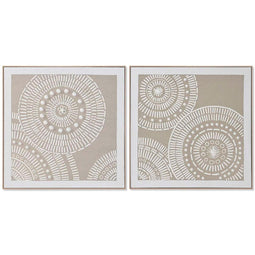 Schilderij Home ESPRIT Wit Beige Cirkels Stads 82 x 4,5 x 82 cm (2 Stuks)