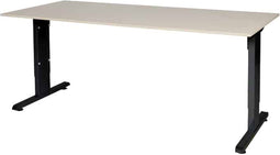 Verstelbaar Bureau - 180x80 Eiken - zwart frame