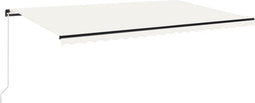 vidaXL - Luifel - handmatig - uittrekbaar - met - LED - 500x350 - cm - crèmekleurig
